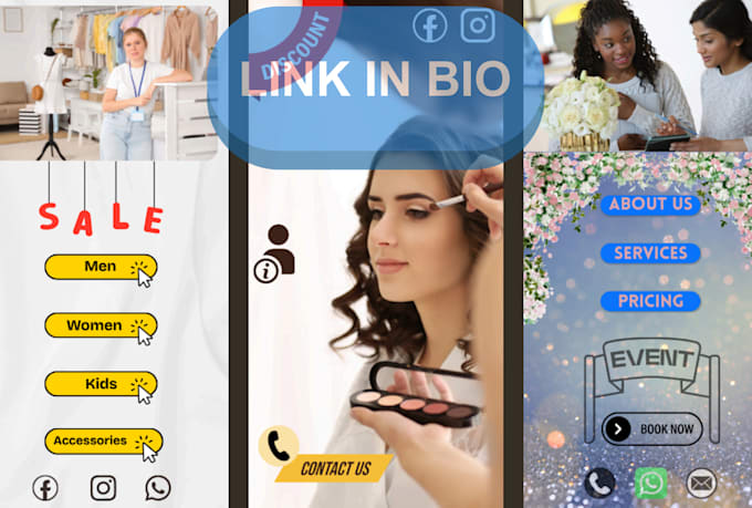 create responsive link in bio mobile landing page into canva